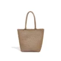 Braune gewebte Damentasche, große Kapazität Leder Schultertasche, stylische Handtasche. - Khaki