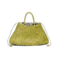 Französischer Stil geflochtene Eimer Tasche avocadogrüne Ledertasche retro chic - Zitronengelb