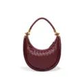 Dunkelrote geflochtene Hobo Tasche, elegante Leder Umhängetasche für Damen Alltag. - Burgunderrot