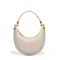 Weisse gewebte Leder Hobo Tasche Crescent Schultertasche modische Damen Handtasche - Sandfarben