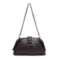 Dark brown woven leather shoulder bag with chain strap vintage clutch handbag for women - Grape Purple