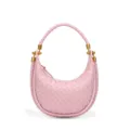 Rosa gewebte Leder Hobo Schultertasche mit Metallgriff stilvolle Mondsichel Handtasche - Lotusrosa