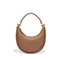 Gewebte Leder Halbmond Hobo Tasche, braune stilvolle Schultertasche fuer Alltag und Arbeit. - Pinienkernbraun