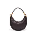Dunkelrote geflochtene Leder Hobo Tasche schicke elegante Damen Umhängetasche neu - Schokoladenbraun