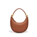 Braune geflochtene Leder Crescent Hobo Tasche, Elegante Handgefertigte Schultertasche Variante. - Braun