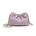 Purple woven leather shoulder bag with gold chain, elegant fashion cloud pouch variant. - Light Purple