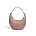 Geflochtene Leder Hobo Umhängetasche für Damen, stilvolle trendige Mondsichel Tasche. - Mokka Mousse