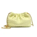 Light yellow woven leather shoulder bag with chic chain strap and trendy pleated cloud design. - Hand Woven Cloud Bag (B1849#) / Jelly Yellow