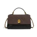 Sac bandoulière en cuir suédé tressé avec poignée, chaîne dorée et fermeture à rabat élégante. - Style Y2828 / Chocolat