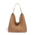 Geflochtene Wildleder Damentasche, große Kapazität Umhängetasche Shopper elegante Beuteltasche. - Khaki