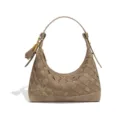 Sac porté épaule tressé en suédine pour femme, élégant sac hobo croissant avec charm en métal. - Thé de Pin