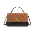 Sac à main tressé en daim tendance, sac bandoulière marron et noir chic avec chaîne. - Style Y2828 / Marron