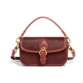 Französische Retro Kalbsfell Umhängetasche, elegante burgunderrote Baguette Tasche. - Burgunderrot