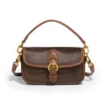 Vintage braune echtleder kuhfell baguette tasche stilvolle schulter umhängetasche für damen - Kaffeebraun