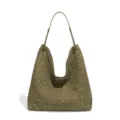 Olivgruene geflochtene Leder Schultertasche, grosse Kapazitaet Hobo Tasche fuer Alltag. - Olivgrün