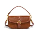 Französische Vintage Rindsleder Baguette Tasche Damen Luxus Fell Schulter Umhängetasche - Braun