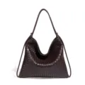 Luxus handgemachte geflochtene Ledertasche, elegante dunkle braune Schultertasche für Damen neu - Schokolade (B2583#)