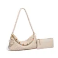 Elegante weiße geflochtene Hobo Schultertasche für Damen, geflochtener Riemen mit Tasche. - Gebrochenes Weiß
