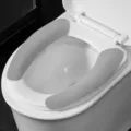 Bequemer grauer Plüsch selbstklebender Toilettensitzbezug waschbare Badmatte Stile - Grau