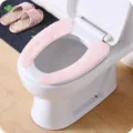 Waschbarer Klebe-Toilettensitzbezug weicher Plüsch rosa Badematte 37x9cm für den Haushalt - 37x9cm / Rosa