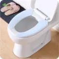 Waschbarer selbstklebender Plüsch Toilettensitzbezug, weiches warmes Badkissen für alle Jahreszeiten. - 37x9cm / Blau