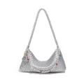 Silver Woven Hobo Shoulder Bag Metallic Dumpling Bag Chic Underarm Bag for Women - Silver