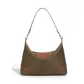 Koreanische minimalistische Nylon Hobo Schultertasche grosse Kapazitaet Freizeit Unterarm Tasche - Buche/Braun