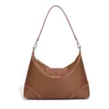 Koreanische minimalistische Nylon Hobo Schultertasche grosse Kapazitaet lässige Shopper Tasche - Cappuccino/Braun