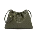 Dunkelgrüne gewebte Leder-Umhängetasche im minimalistischen Stil lässige Crossbody-Tasche für Damen - Olivgrün (B2019#)
