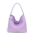 Lederoptik geflochtene Schultertasche in Lavendel mit stylischem Sternanhänger. - Taroviolett