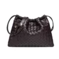 Dunkelbraune geflochtene Leder Umhängetasche minimalistische lässige Wolkentasche Crossbody - Traubenviolett (B2019#)