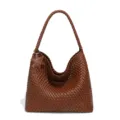 Braune gewebte Schultertasche mit Sternenanhänger, elegante Damen Achseltasche für Alltag. - Braun