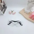Stylish women cat eye optical glasses white half frame fashion eyewear for daily wear - White Frame Black Legs