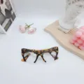 Stijlvolle kattenoog blauwlichtfilter bril met trendy luipaardprint montuur halve rand. - Geel Schildpad