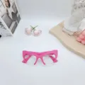 Pink cat-eye half-frame glasses frame, stylish women's anti-blue light optical eyewear. - Rose Pink Frame Clear Lens
