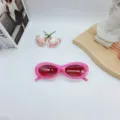 Pink oval fashion sunglasses for women, trendy retro sun glasses with UV protection. - Rose Red