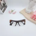 Trendy kattenoog half-montuur brilmontuur voor vrouwen, stijlvolle bruine verloop opticabril. - Transparante Donkere Thee