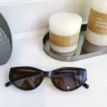 Gafas de sol pequeñas de ojo de gato negras, estilo retro vintage moda gafas de sol. - Montura Negra Lente Marrón