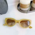 Retro small-frame round sunglasses for men and women, trendy European and American style eyewear. - Yellow