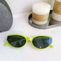 Gafas de sol ovaladas de ojo de gato verde neón de moda para hombre mujer retro hip-hop. - Verde