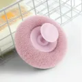 Pink exfoliating bath sponge scrubber with suction cup for body cleaning daily shower tool. - Purple