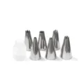 Edelstahl Tüllen Set mit Kunststoff Adapter für Kuchen Dekoration und Backen DIY Werkzeuge. - 6 Düsen und 1 Konverter Stil