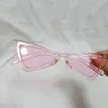 Rosa Katzenaugen Sonnenbrille für Damen, Retro Mode Brillen Detailansicht mit transparentem Rahmen. - Cat-Eye / Rosa Rahmen Rosa Linse