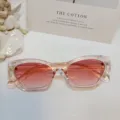 Gafas de sol rosas degradadas con montura transparente irregular, estilo elegante. - 53□20-142(13019) / Rosa Transparente