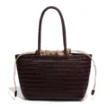 Dunkelbraune Leder geflochtene Tote Tasche, klassischer Korbstil, elegante Schultertasche. - Gewebter Stil (H2061#) / Kaffeebraun