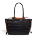 Schwarze gewebte Leder-Tasche für Damen große Kapazität Schultertasche eleganter Shopper - Gewebter Stil (H2061#) / Schwarz