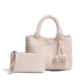 Chique geweven tote tas en clutch set voor dames, stijlvolle schoudertas voor dagelijks gebruik. - Broken Wit