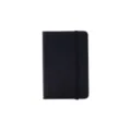 Gros plan d'un carnet noir rigide format A6 avec bande élastique de fermeture et couverture. - A6 (96 x 145) / Noir