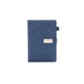 Cuaderno de negocios azul A5, cubierta de piel sintética con cierre metálico y portabolígrafos. - A5 / Azul marino