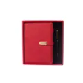 A5 business notebook gift set with red leather cover and black pen in elegant box for office. - Single Notebook / Red